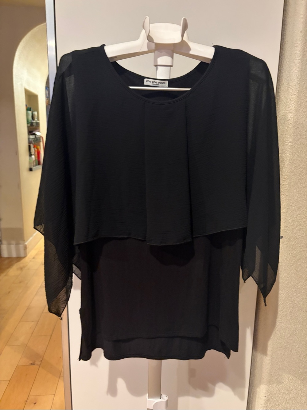 Cha Cha Vente Black Sheer Layered Blouse